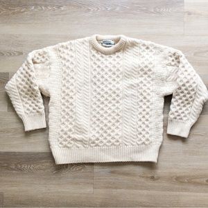 Vintage Wool Irish Fisherman Cable Knit Crewneck Sweater